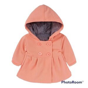 Hooyi Baby Girl Solid Coat Thick Clothes Hooded Jacket Kids Outerwear